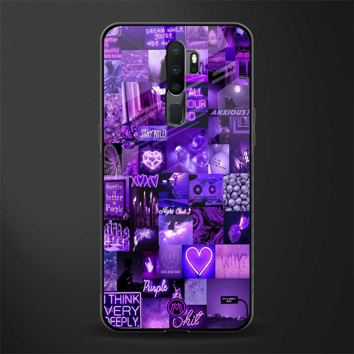 purple collage aesthetic glass case for oppo a5 2020 image