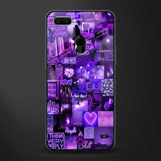 purple collage aesthetic glass case for oppo a12 image