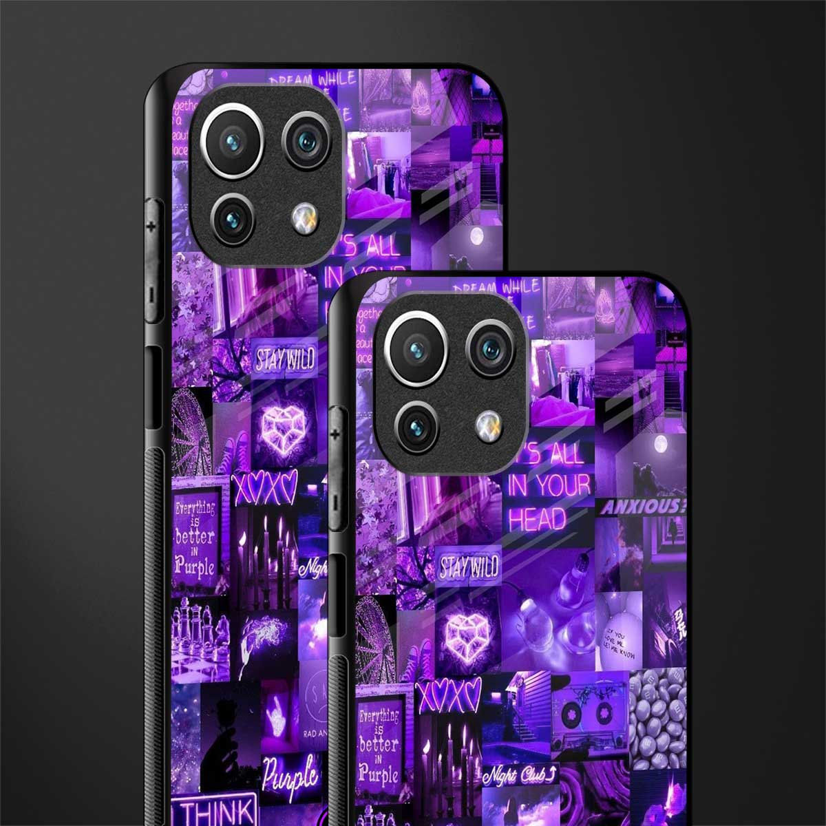 purple collage aesthetic glass case for mi 11 lite image-2