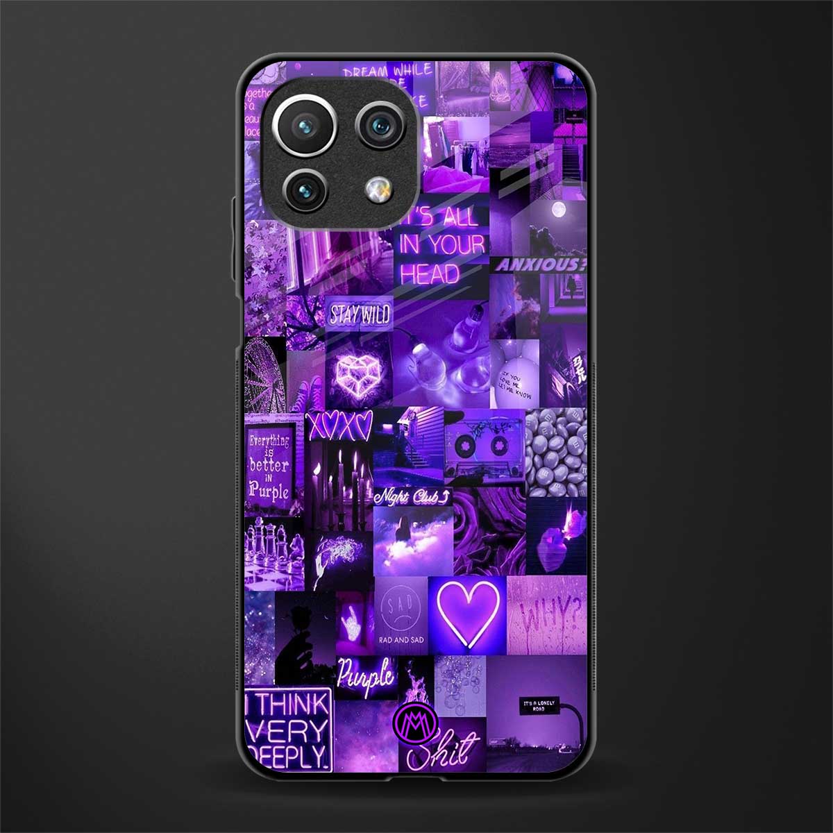 purple collage aesthetic glass case for mi 11 lite image