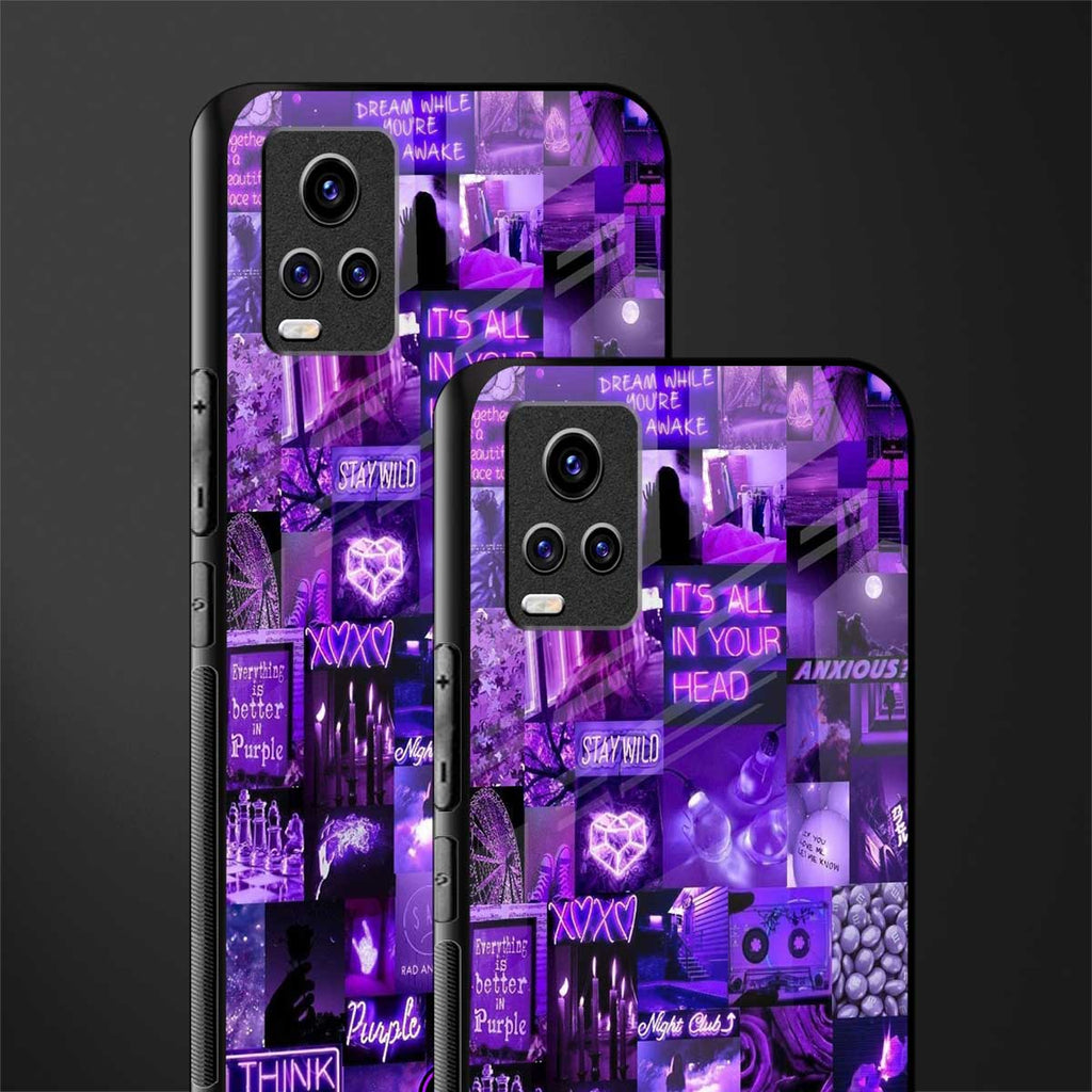 purple collage aesthetic back phone cover | glass case for vivo y73