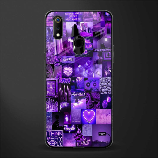 purple collage aesthetic glass case for realme 3 pro image