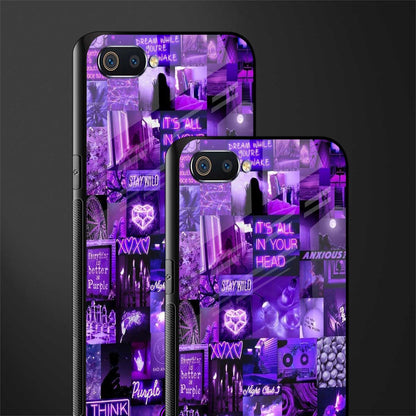 purple collage aesthetic glass case for realme c2 image-2