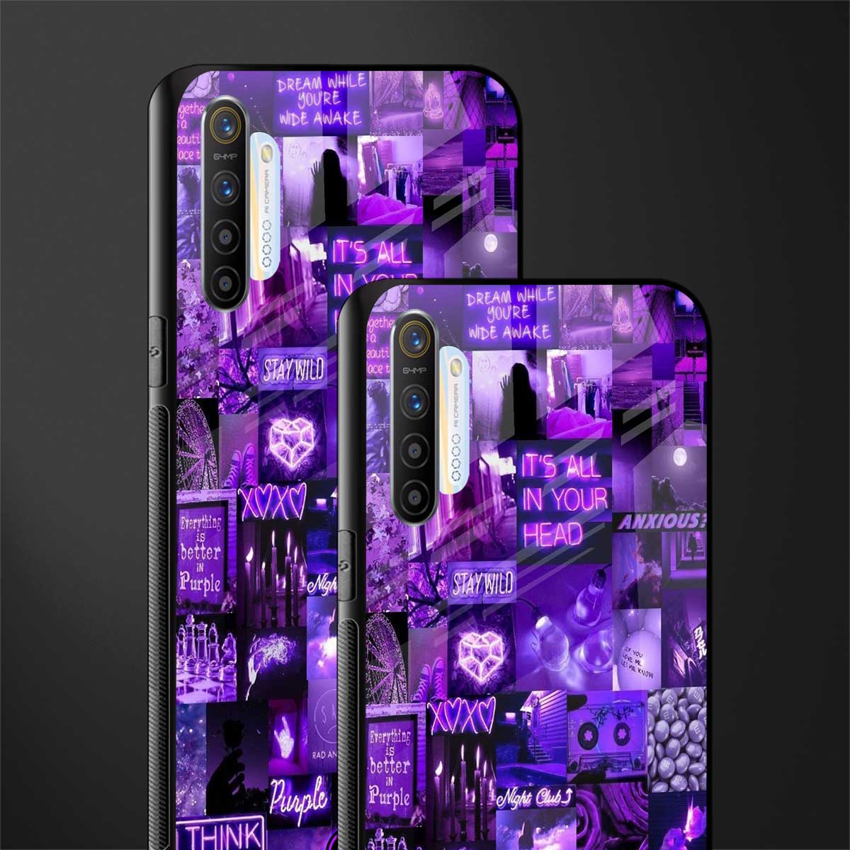 purple collage aesthetic glass case for realme xt image-2