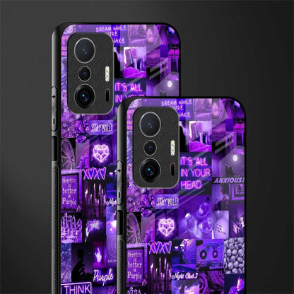purple collage aesthetic glass case for mi 11t pro 5g image-2