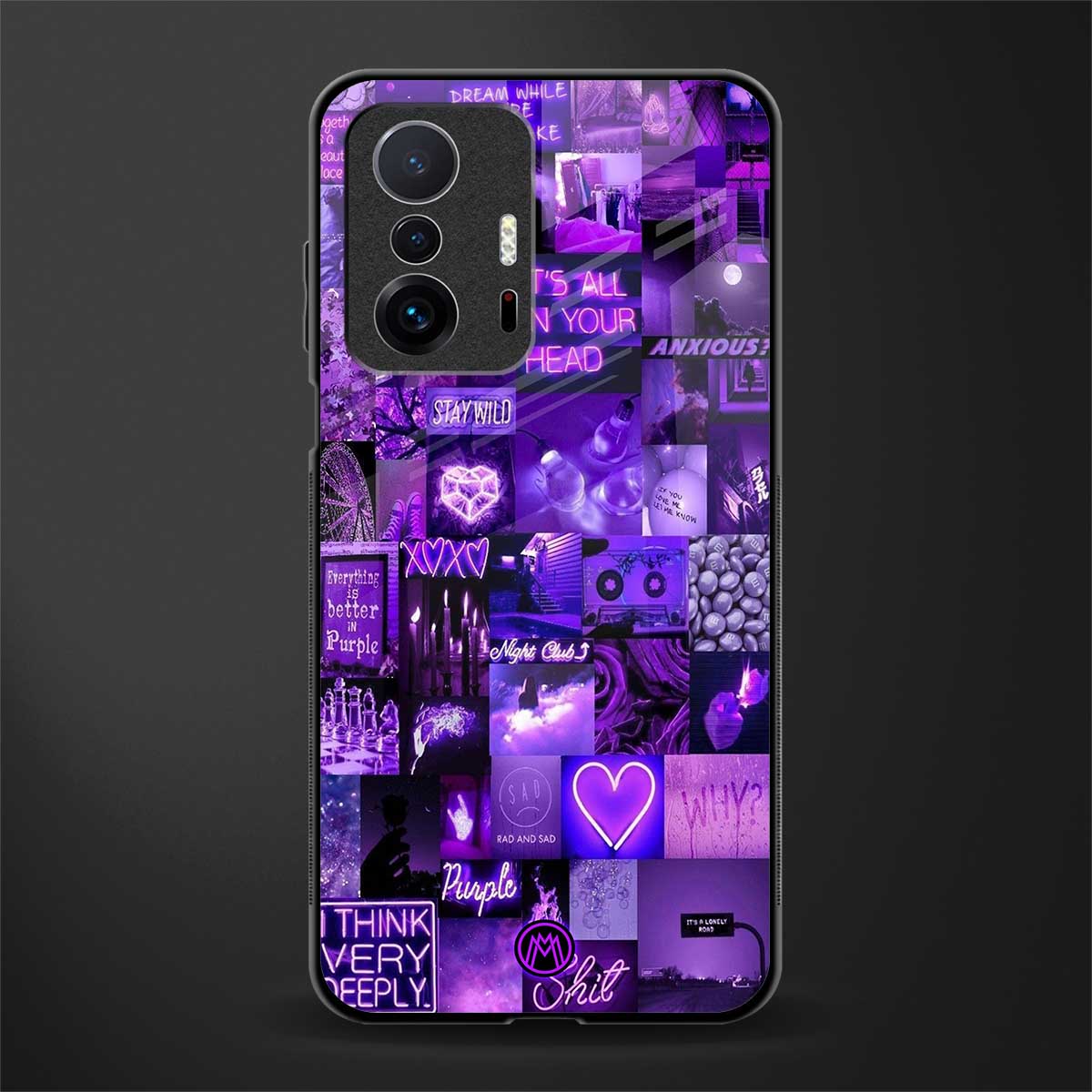 purple collage aesthetic glass case for mi 11t pro 5g image
