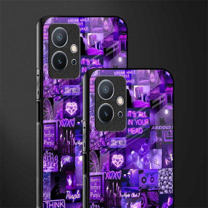 purple collage aesthetic glass case for vivo t1 5g image-2