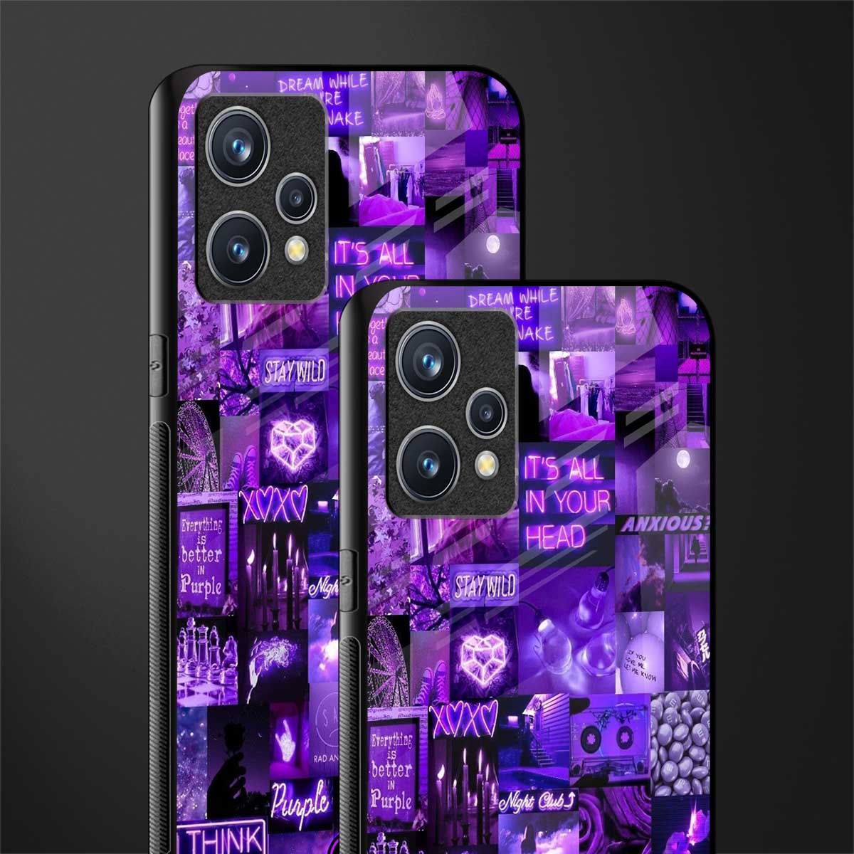 purple collage aesthetic glass case for realme 9 4g image-2