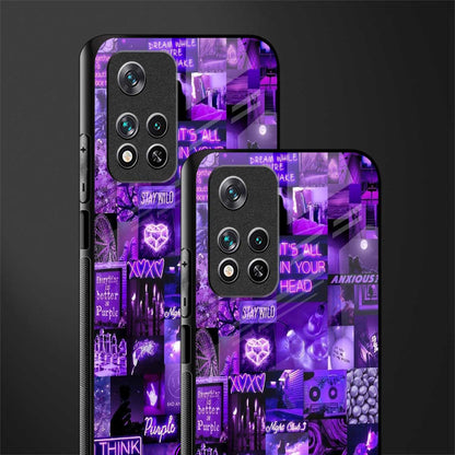 purple collage aesthetic glass case for poco m4 pro 5g image-2