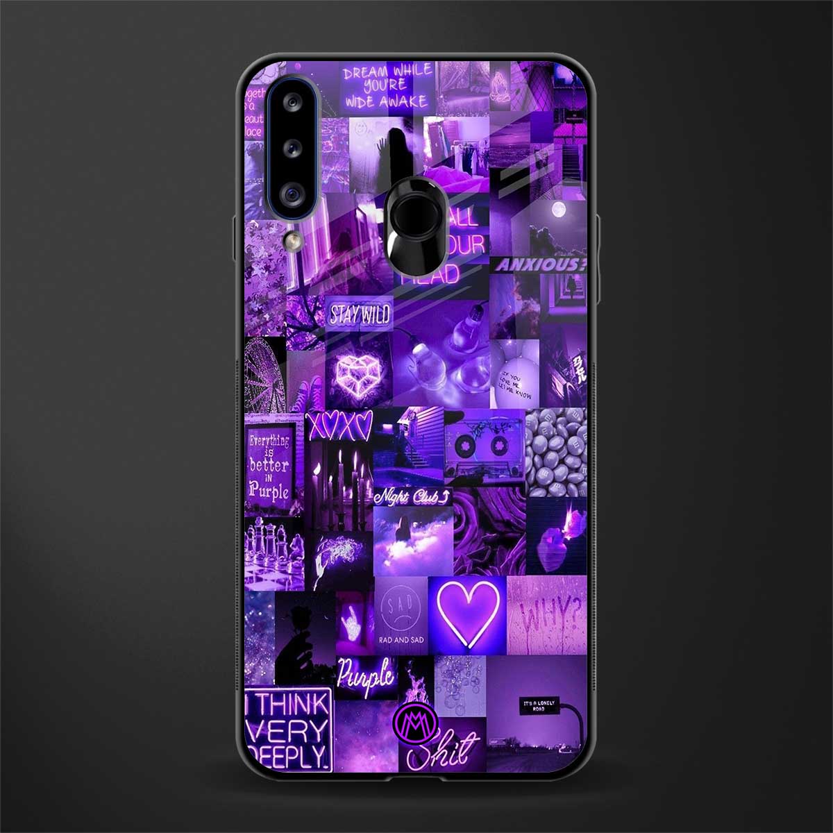 purple collage aesthetic glass case for samsung galaxy a20s image