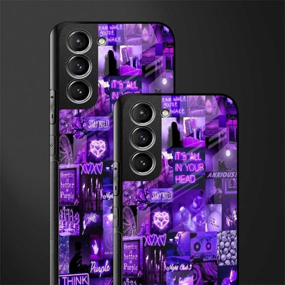 purple collage aesthetic glass case for samsung galaxy s22 5g image-2