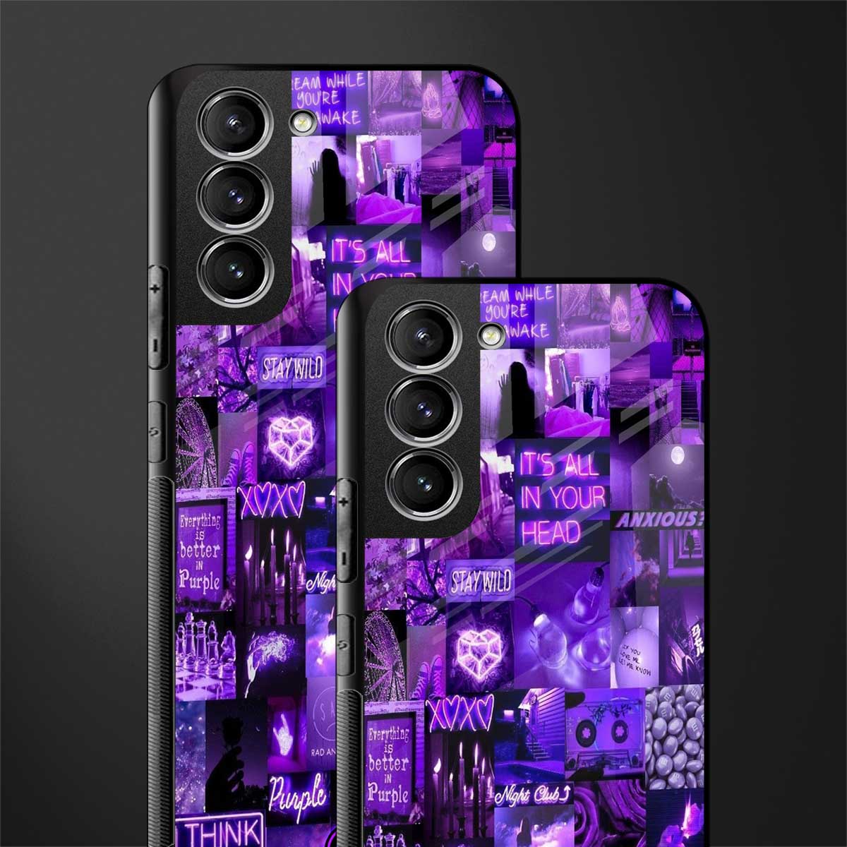 purple collage aesthetic glass case for samsung galaxy s22 plus 5g image-2