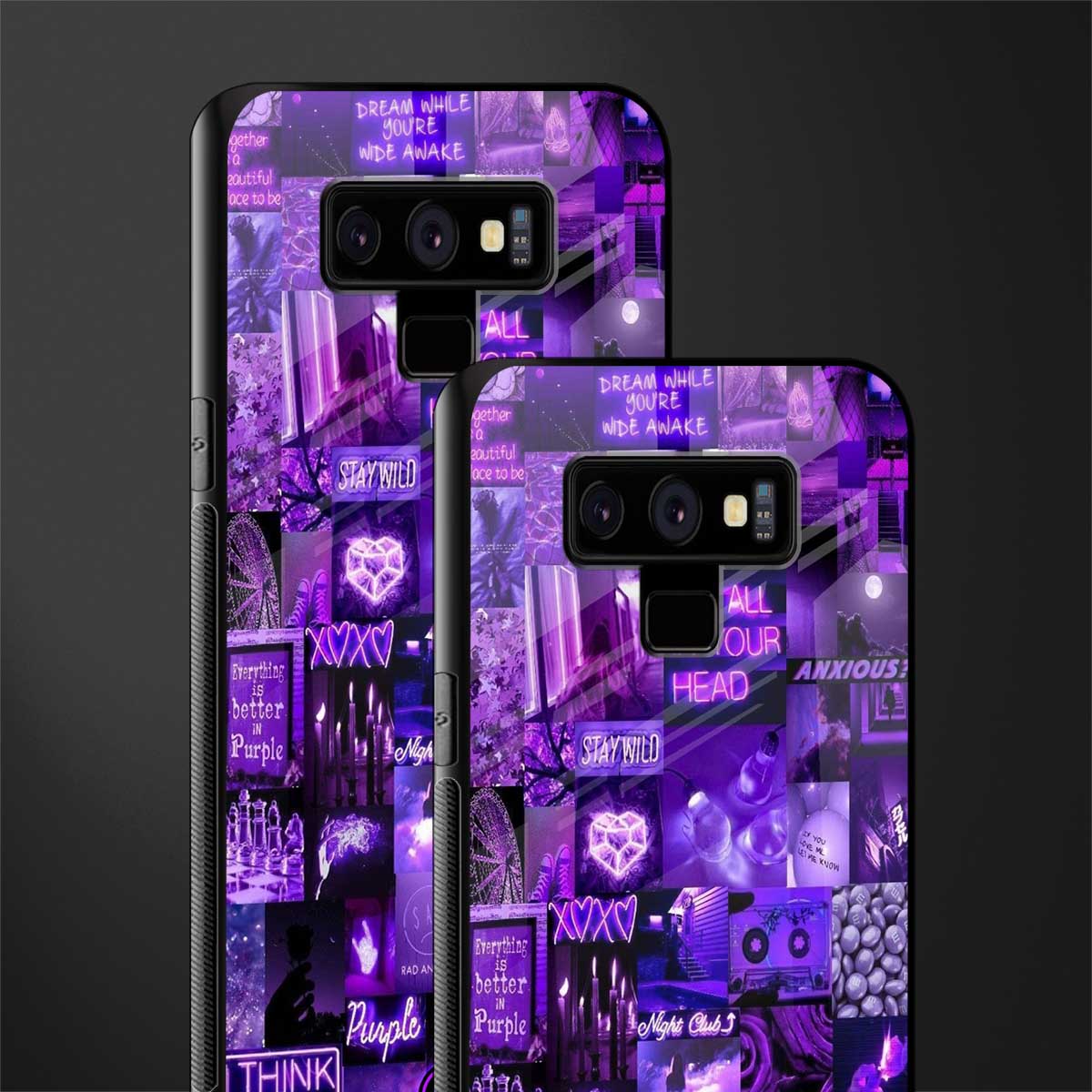 purple collage aesthetic glass case for samsung galaxy note 9 image-2