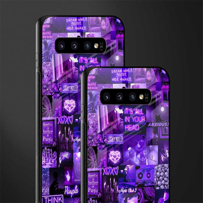 purple collage aesthetic glass case for samsung galaxy s10 image-2
