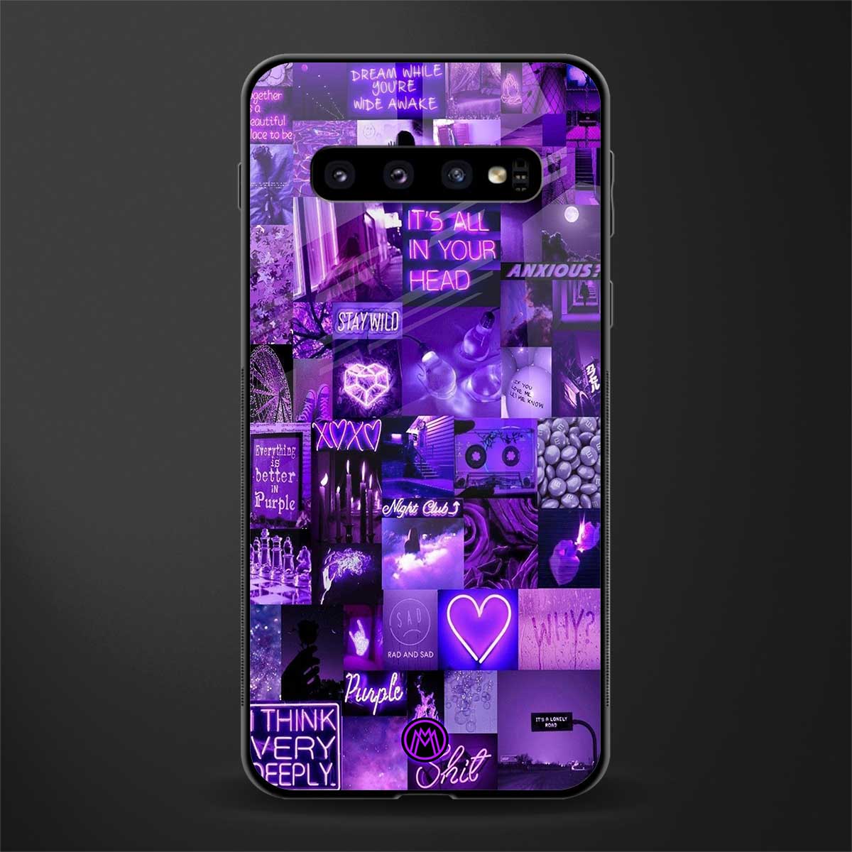 purple collage aesthetic glass case for samsung galaxy s10 image