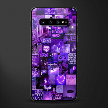 purple collage aesthetic glass case for samsung galaxy s10 plus image
