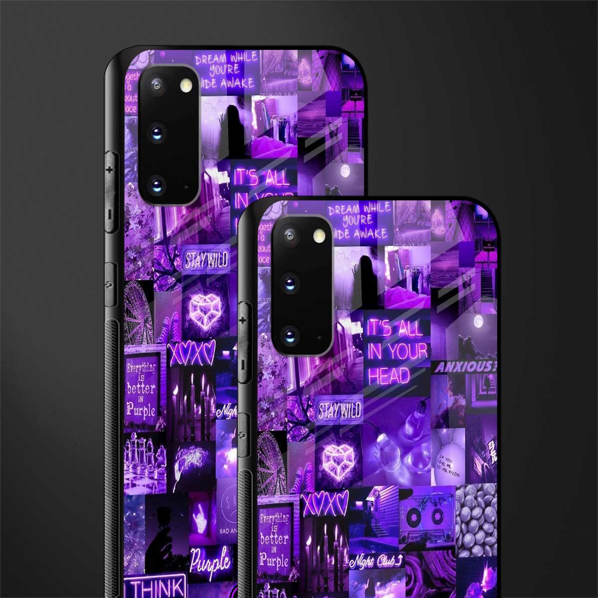 purple collage aesthetic glass case for samsung galaxy s20 image-2