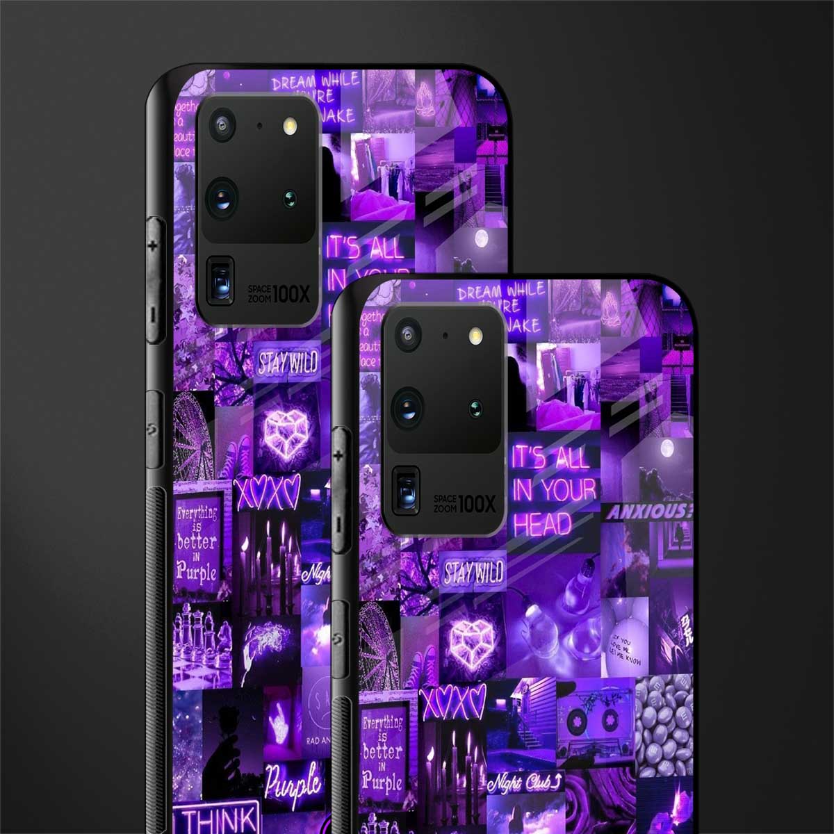 purple collage aesthetic glass case for samsung galaxy s20 ultra image-2