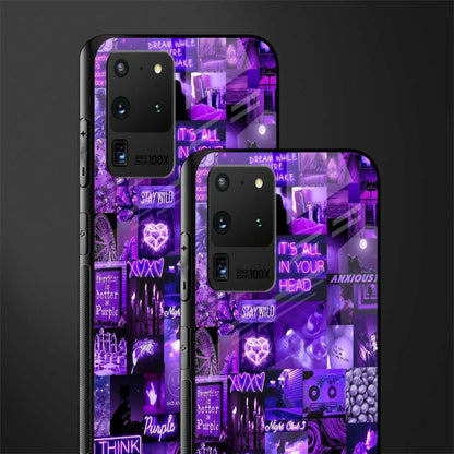 purple collage aesthetic glass case for samsung galaxy s20 ultra image-2