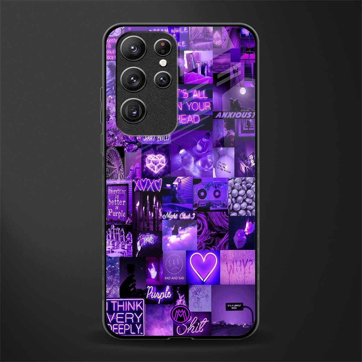purple collage aesthetic glass case for samsung galaxy s22 ultra 5g image