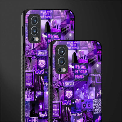 purple collage aesthetic glass case for oneplus nord 2 5g image-2