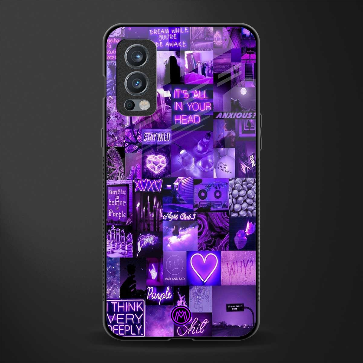 purple collage aesthetic glass case for oneplus nord 2 5g image