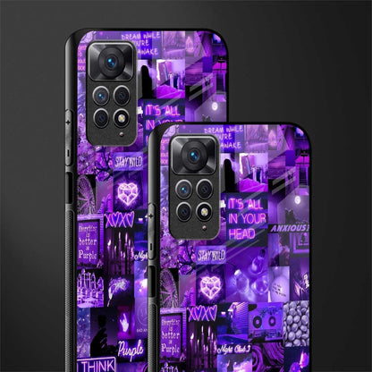 purple collage aesthetic glass case for redmi note 11 image-2