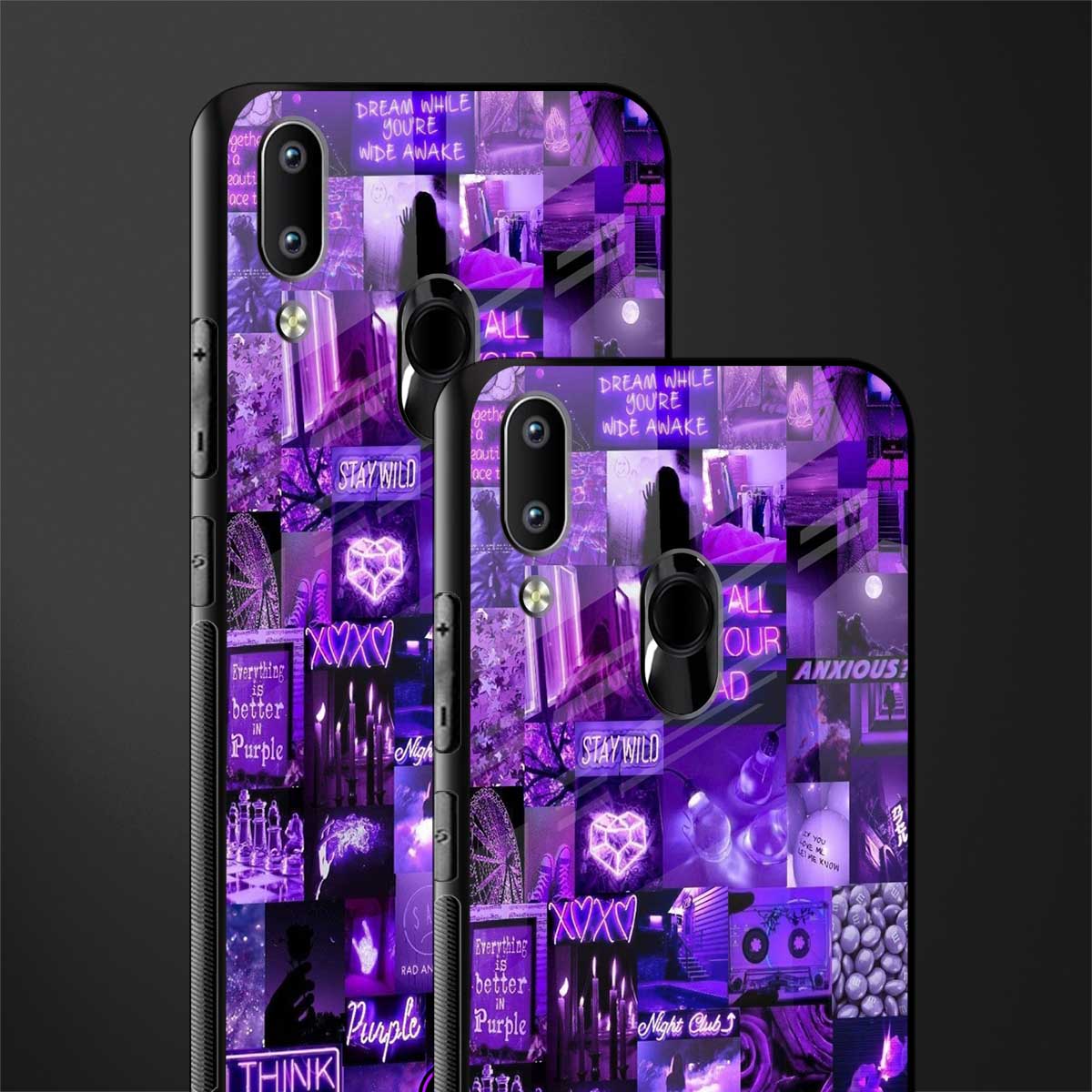 purple collage aesthetic glass case for vivo y95 image-2