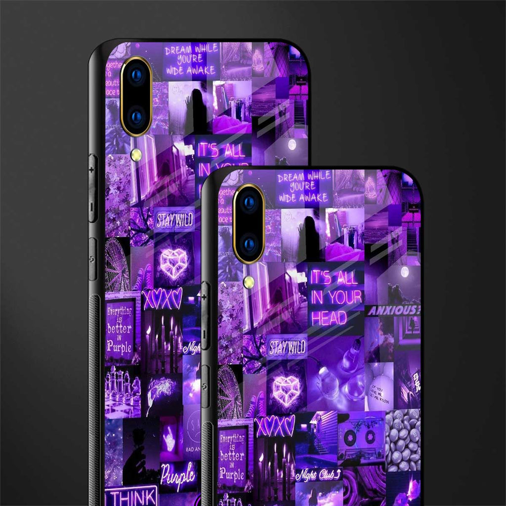 purple collage aesthetic glass case for vivo v11 pro image-2