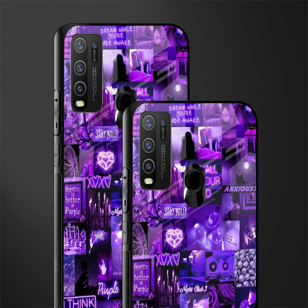 purple collage aesthetic glass case for vivo y50 image-2