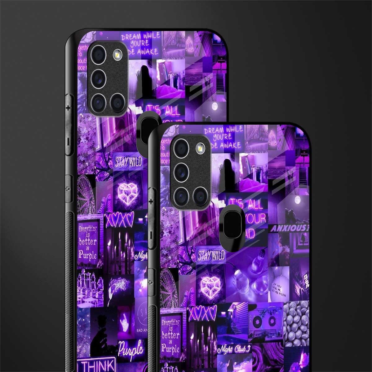 purple collage aesthetic glass case for samsung galaxy a21s image-2