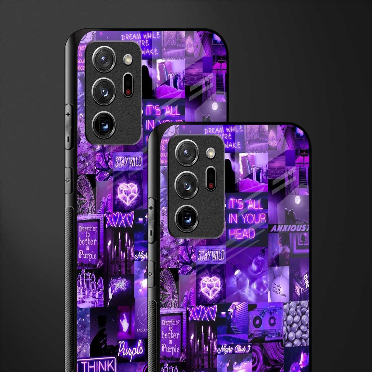 purple collage aesthetic glass case for samsung galaxy note 20 ultra 5g image-2