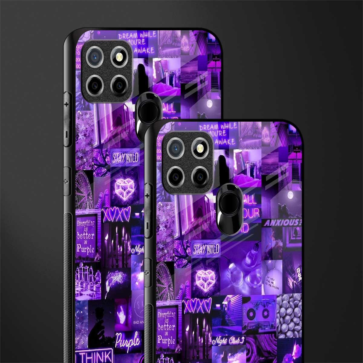 purple collage aesthetic glass case for realme c12 image-2