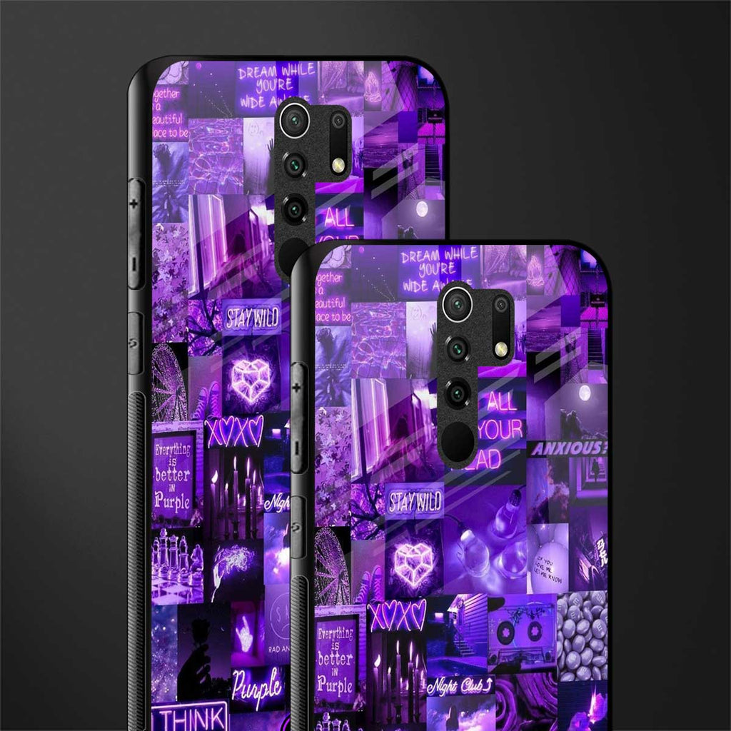 purple collage aesthetic glass case for redmi 9 prime image-2