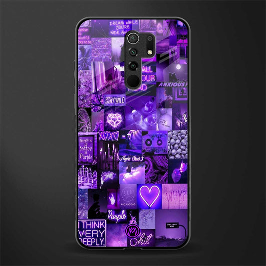 purple collage aesthetic glass case for redmi 9 prime image
