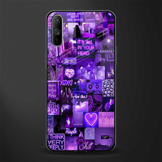 purple collage aesthetic glass case for realme c3 image