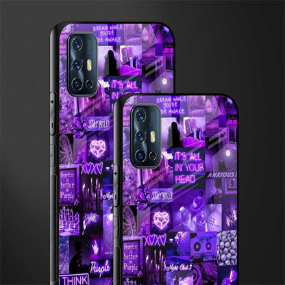 purple collage aesthetic glass case for vivo v17 image-2