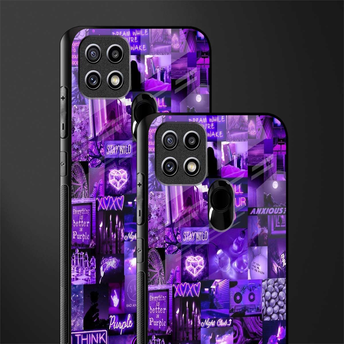 purple collage aesthetic glass case for oppo a15 image-2