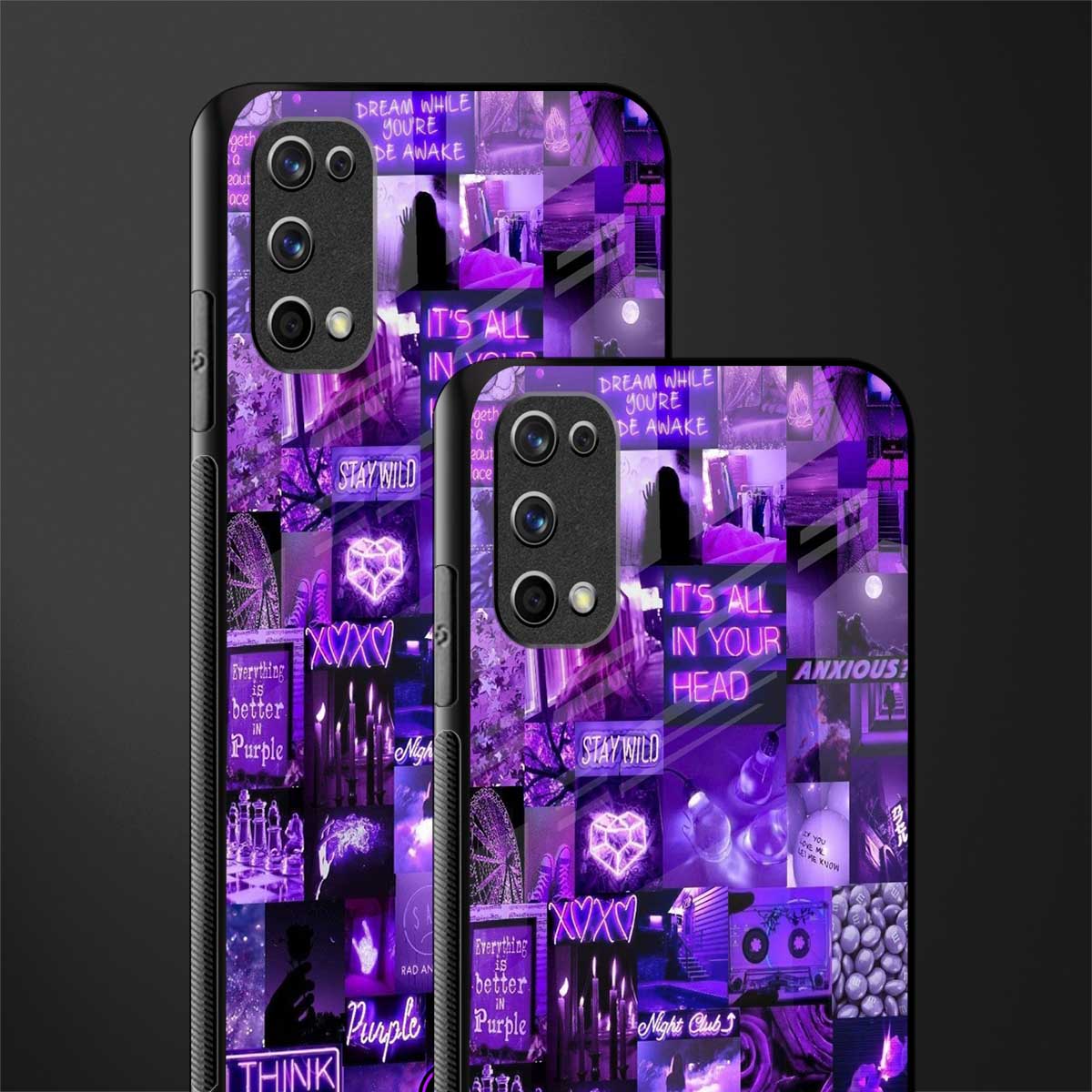 purple collage aesthetic glass case for realme 7 pro image-2