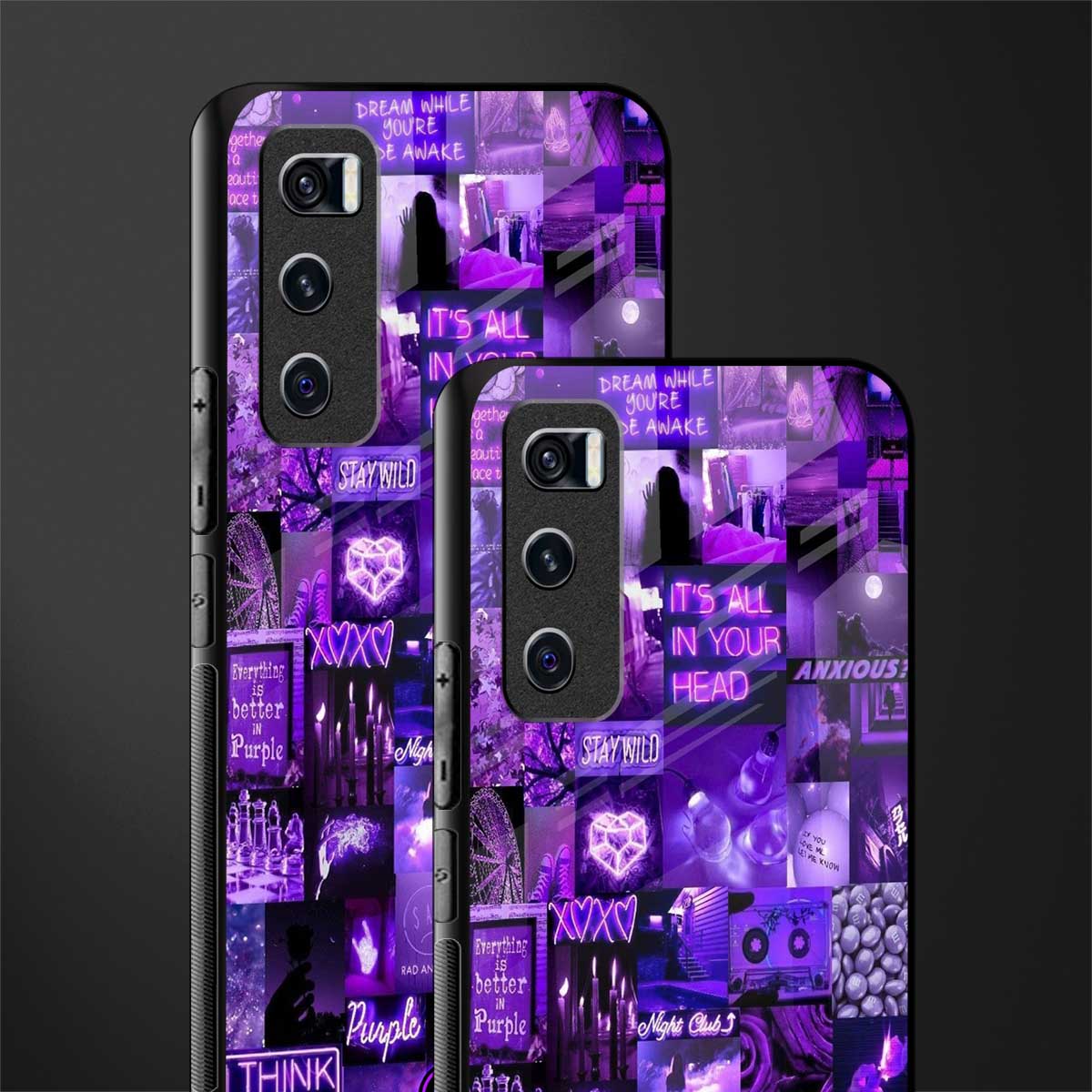 purple collage aesthetic glass case for vivo v20 se image-2