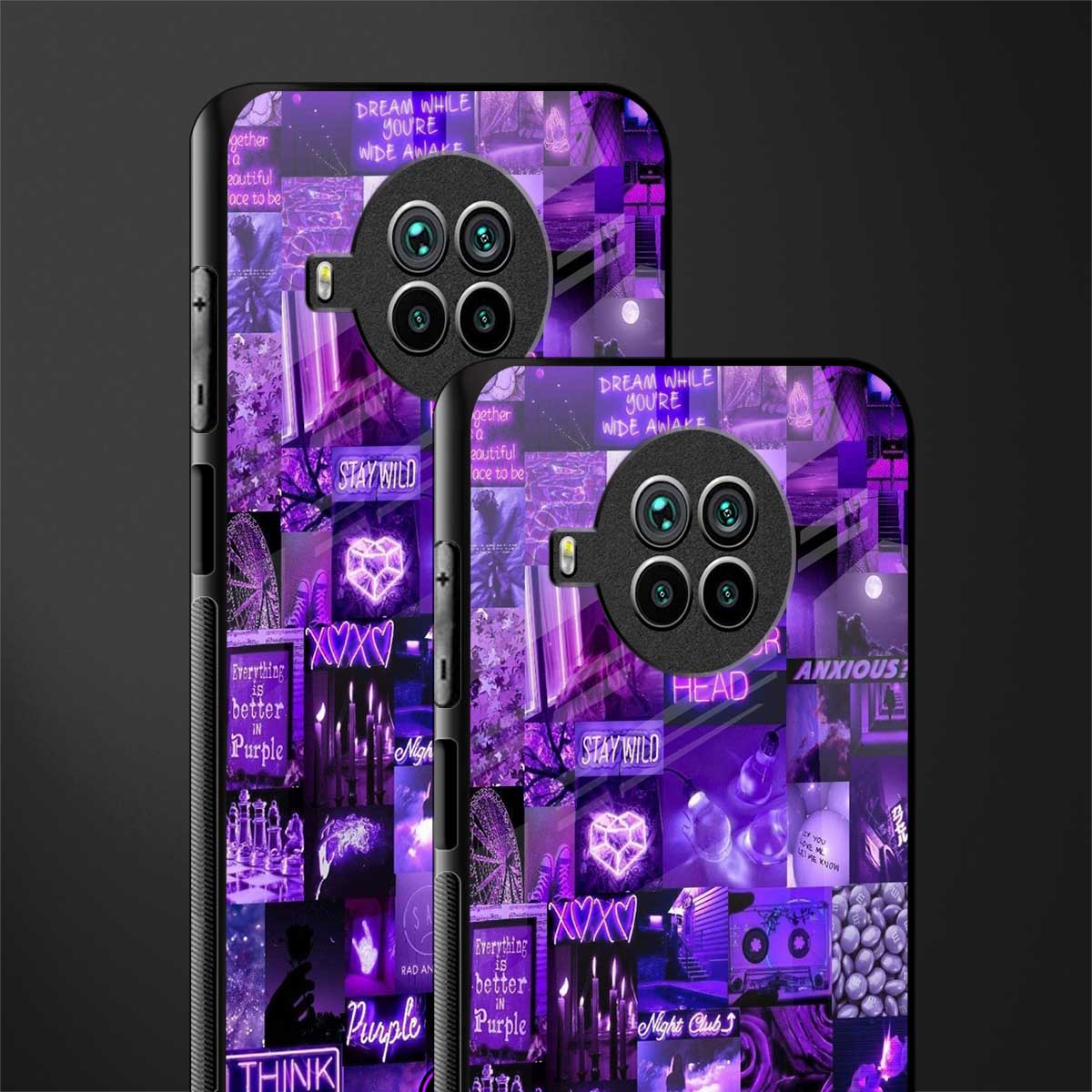 purple collage aesthetic glass case for mi 10i image-2