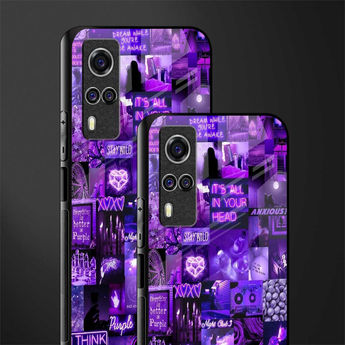 purple collage aesthetic glass case for vivo y51 image-2
