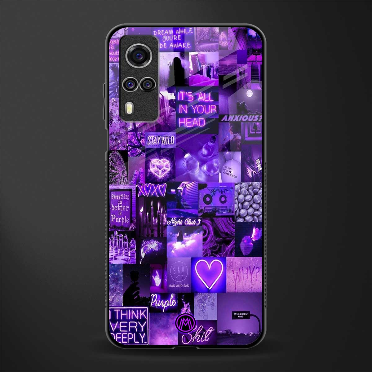 purple collage aesthetic glass case for vivo y51 image