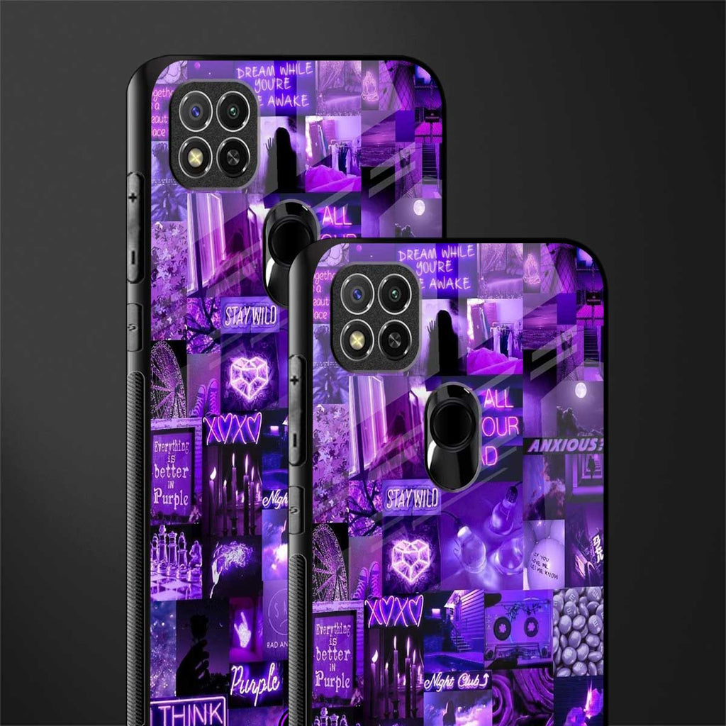 purple collage aesthetic glass case for redmi 9 image-2