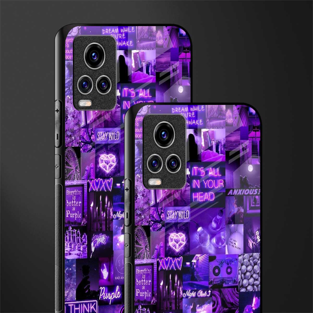 purple collage aesthetic glass case for vivo v20 pro image-2