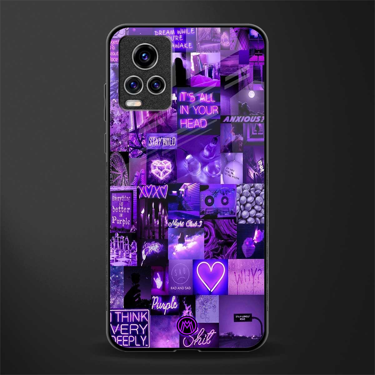 purple collage aesthetic glass case for vivo v20 pro image