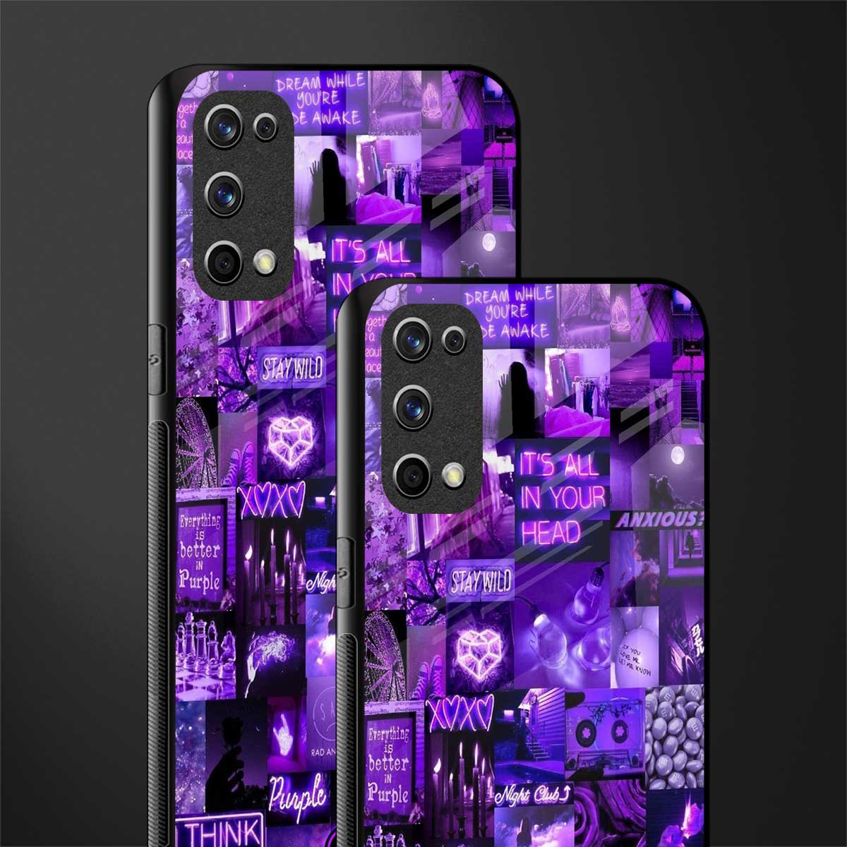 purple collage aesthetic glass case for realme x7 pro image-2