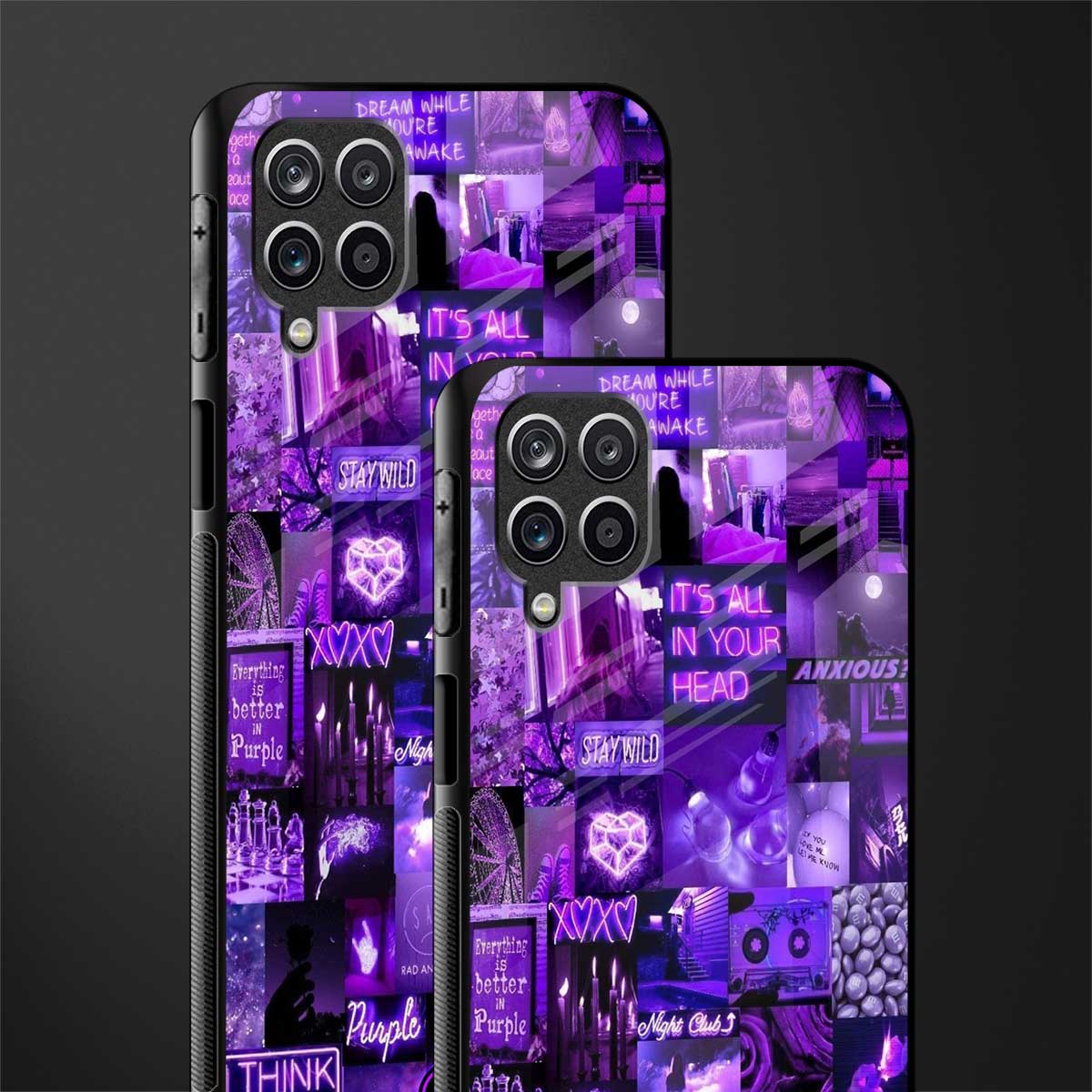 purple collage aesthetic glass case for samsung galaxy a12 image-2