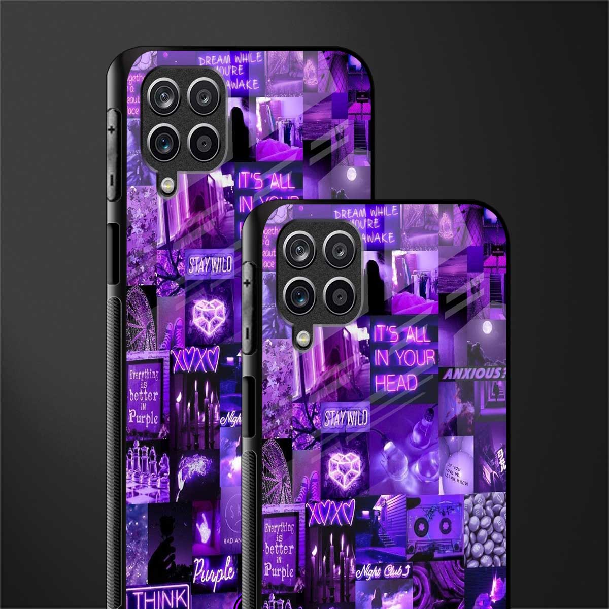 purple collage aesthetic glass case for samsung galaxy m12 image-2