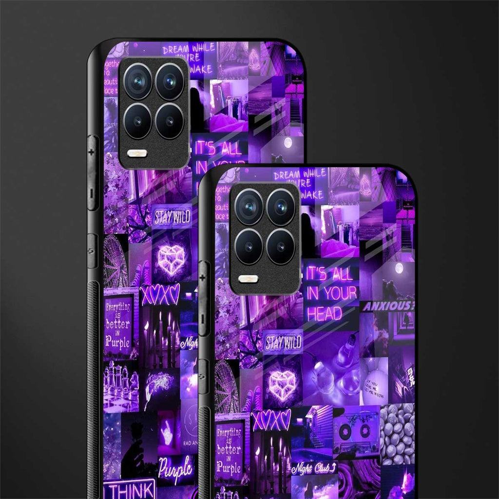 purple collage aesthetic glass case for realme 8 pro image-2
